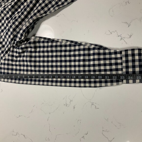 J Crew Slim Fit Button Up Long Sleeve Mens Blue & White Gingham Plaid Size:L - Picture 9 of 10